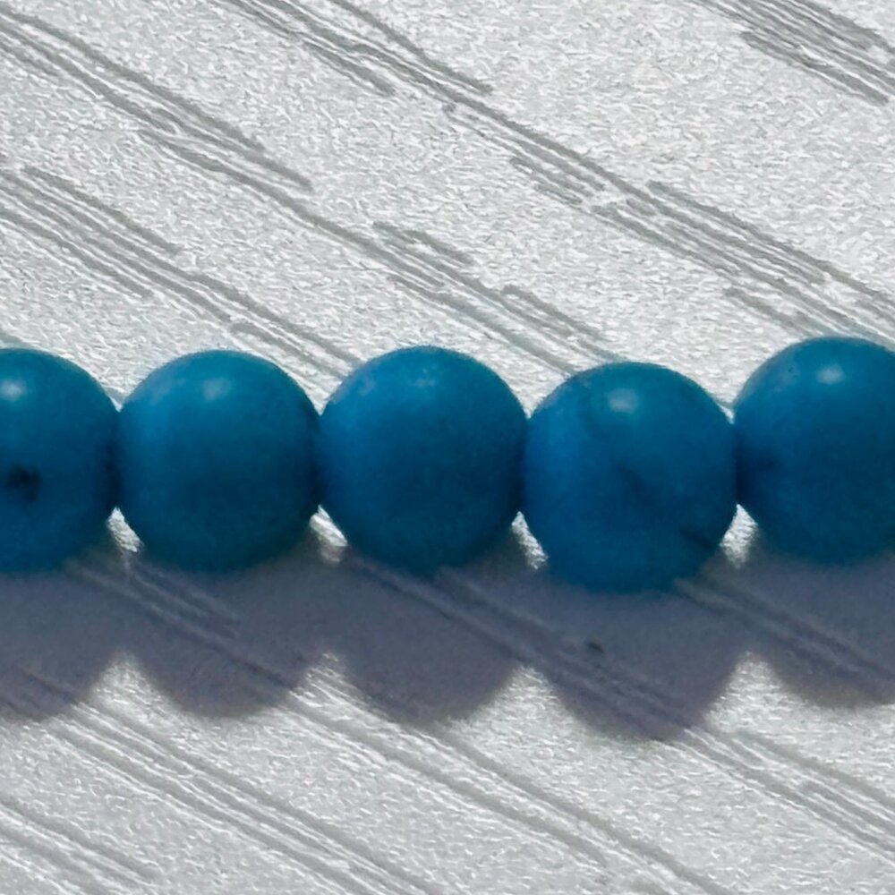 Turquoise Bead Choker Necklace Minimalist 16” Toggle Clasp - Picture 7 of 12